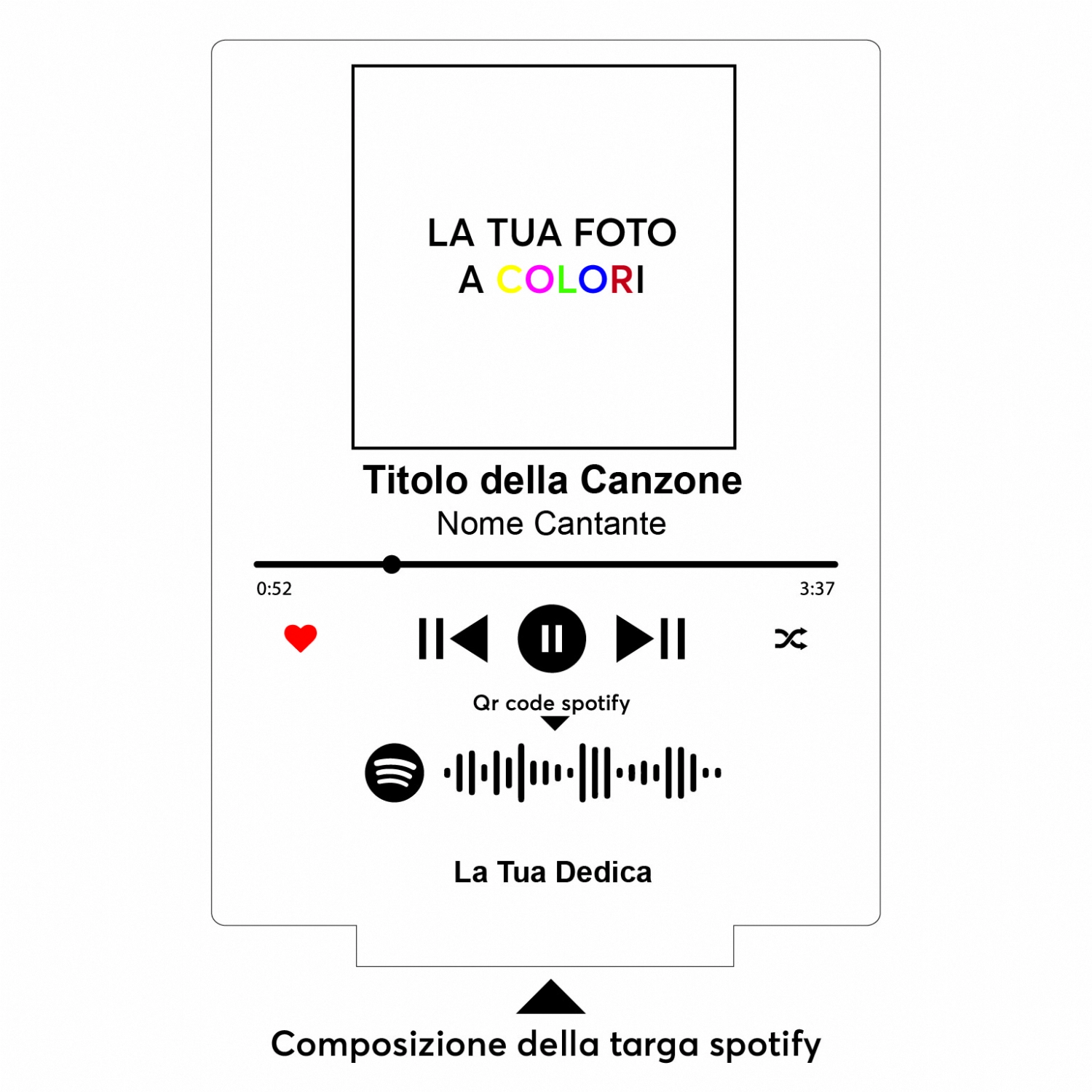 Targa Personalizzata con Foto e Codice Spotify