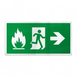 Omino e fiamma su verde dx