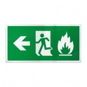 Omino e fiamma su verde sx